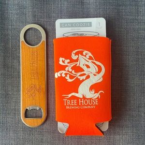 New Neoprene Treehouse Brewing Company can coozie & bottle opener gift set 🍻